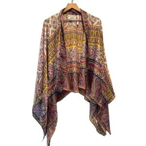 KAS New York Anthropologie Kimono Cardigan Womens XS Multi Paisley Draped